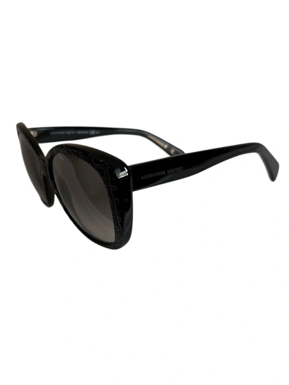 Alexander McQueen AMQ 4193/S Black Croc Textured Sunglasses Italy